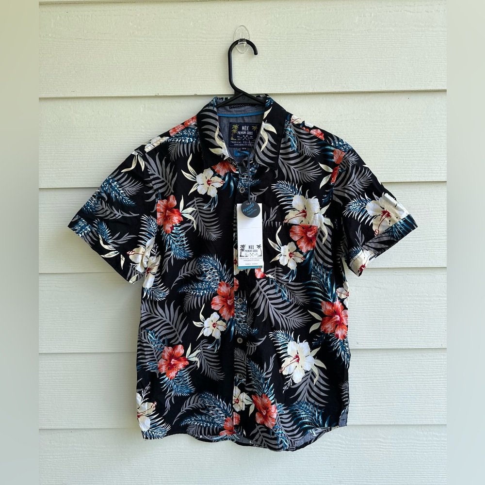 Izod Black and Red Casual Button Down Shirt